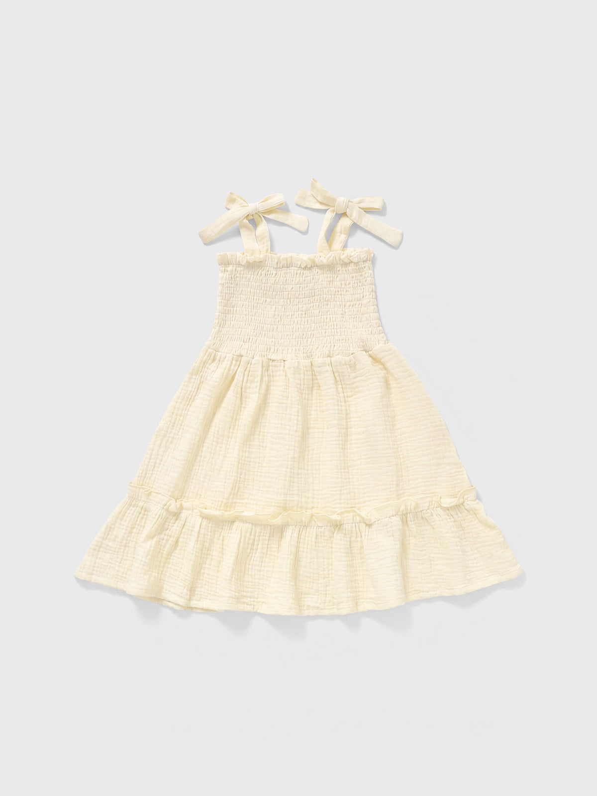 Aria Smocked Tie-Strap Organic Muslin Dress